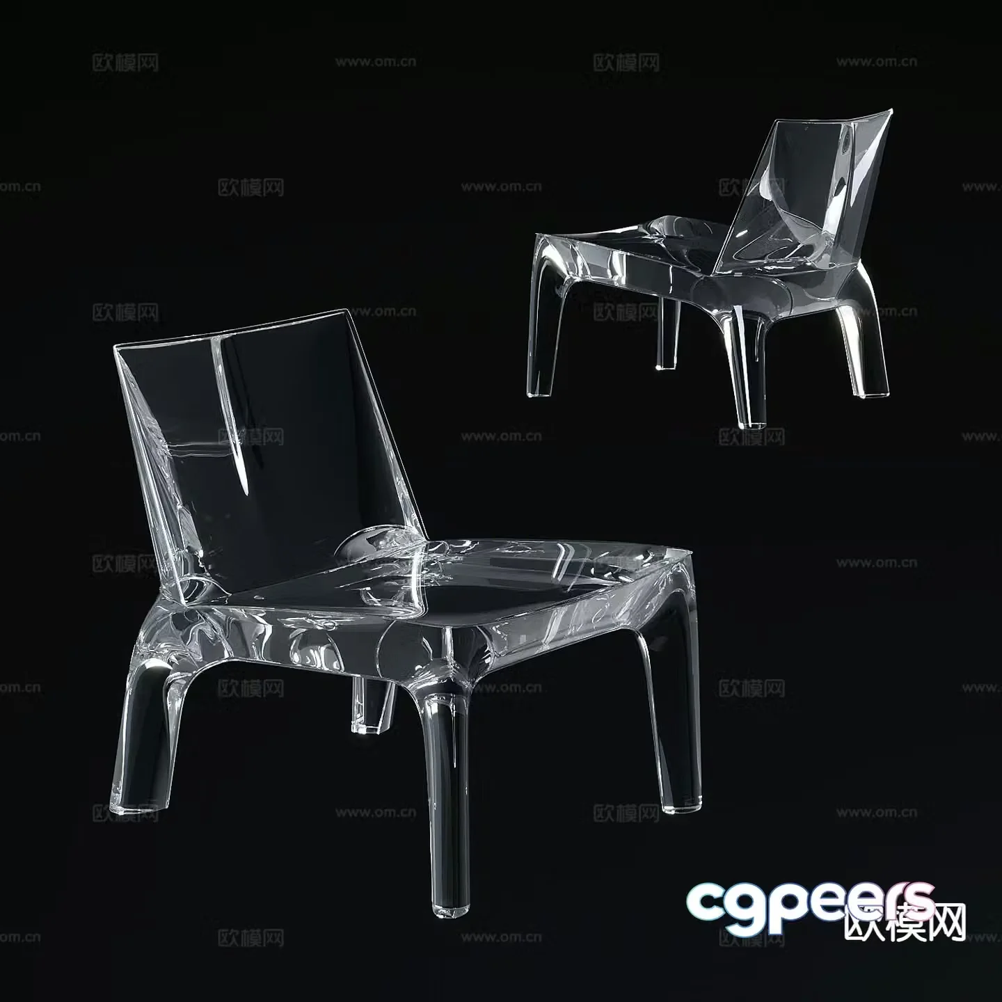 Modern acrylic chair leisure chair 3d model