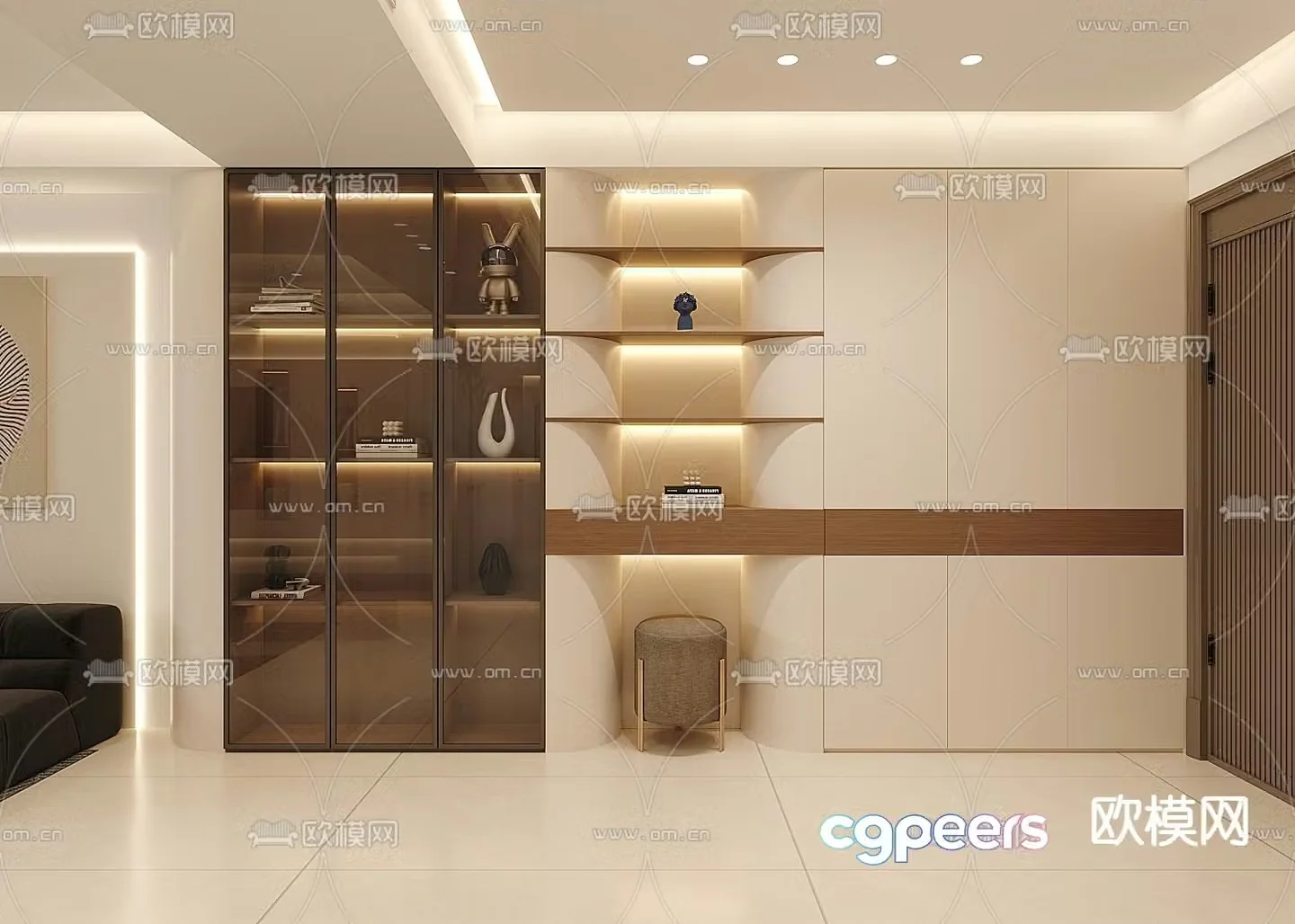 Modern shoe cabinet decorative cabinet curved cabinet 3d model