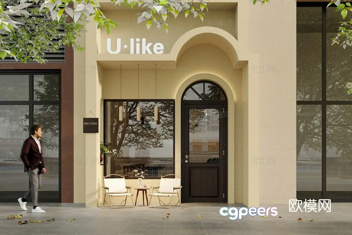 Modern coffee shop door 3d model