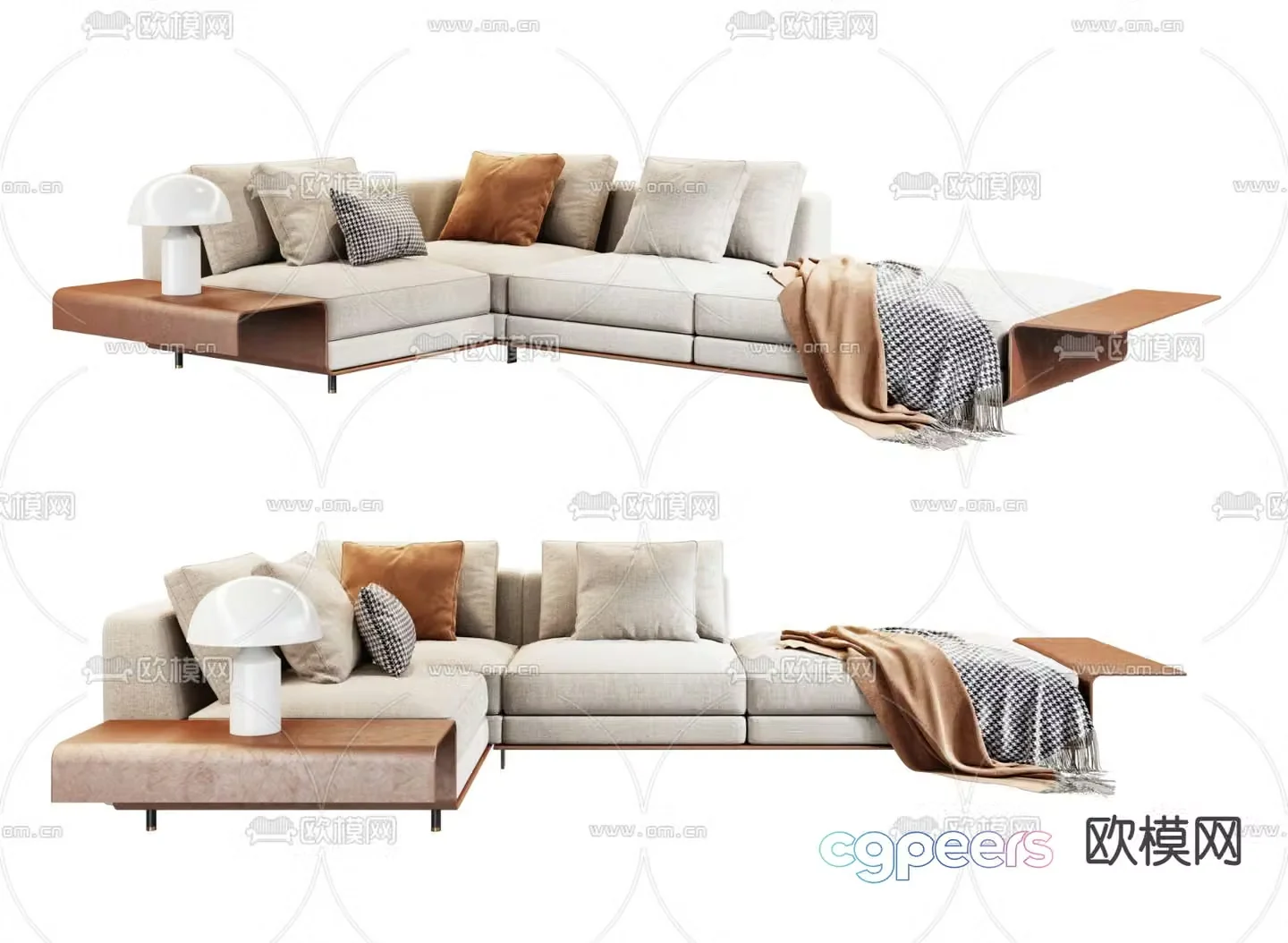 Poliform modern white corner sofa 3d model