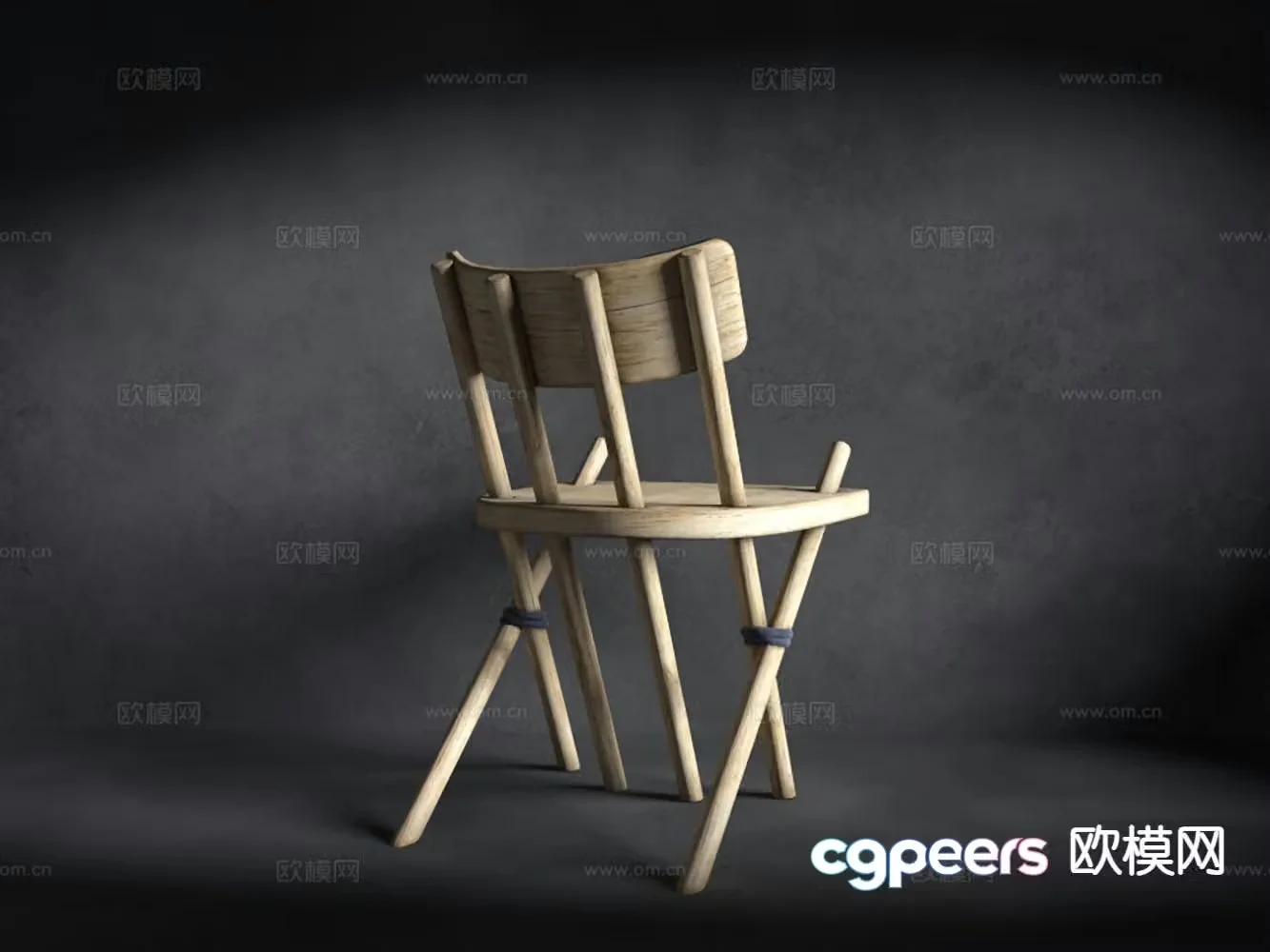 Log style outdoor chair solid wood single chair chair 3d model
