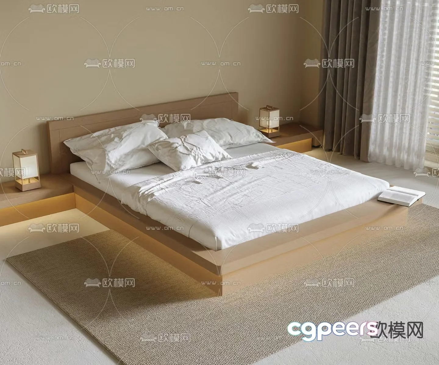 Japanese double bed 3d model