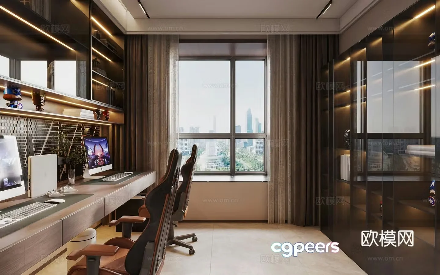 Modern simple e-sports room Other home decoration e-sports room figure cabinet computer host 3D model