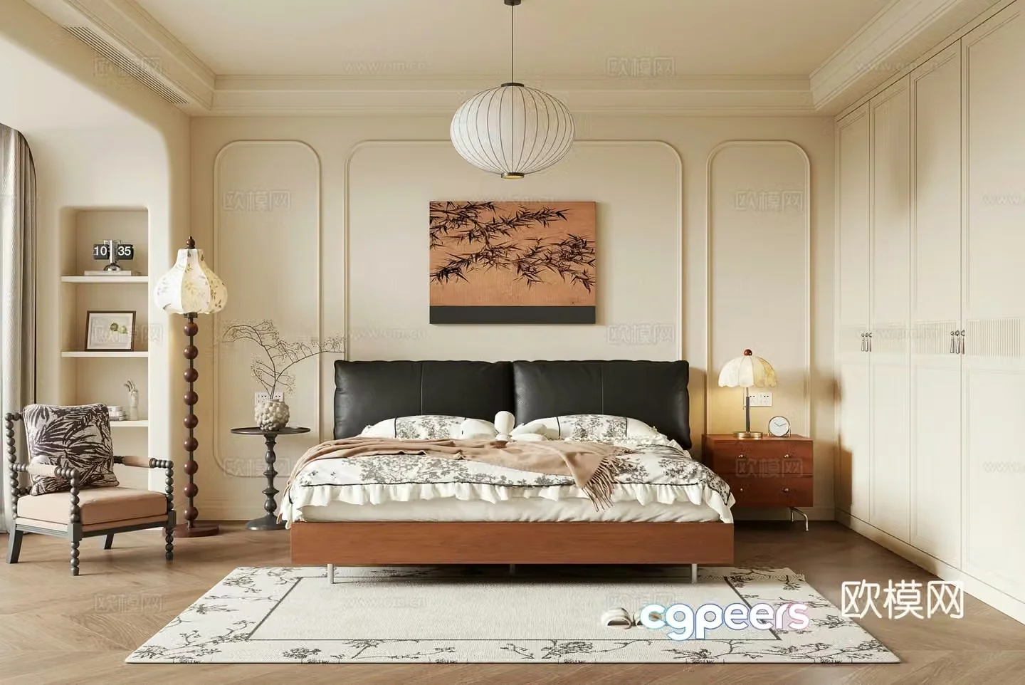 Medieval style bedroom master bedroom 3d model