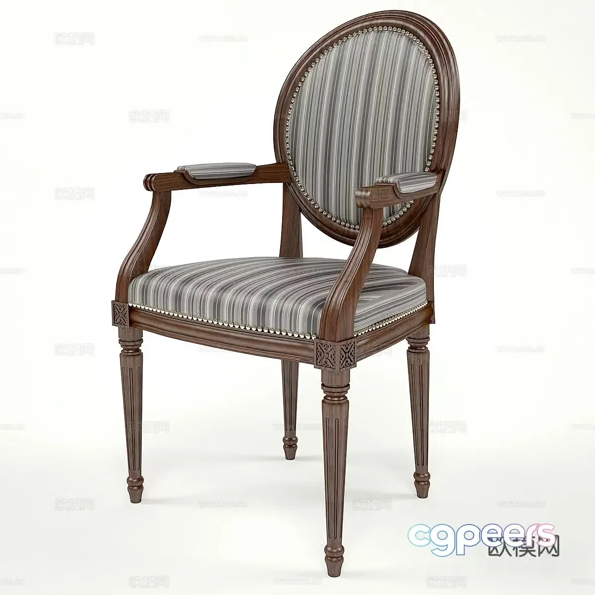 American dining chair single chair 3d model