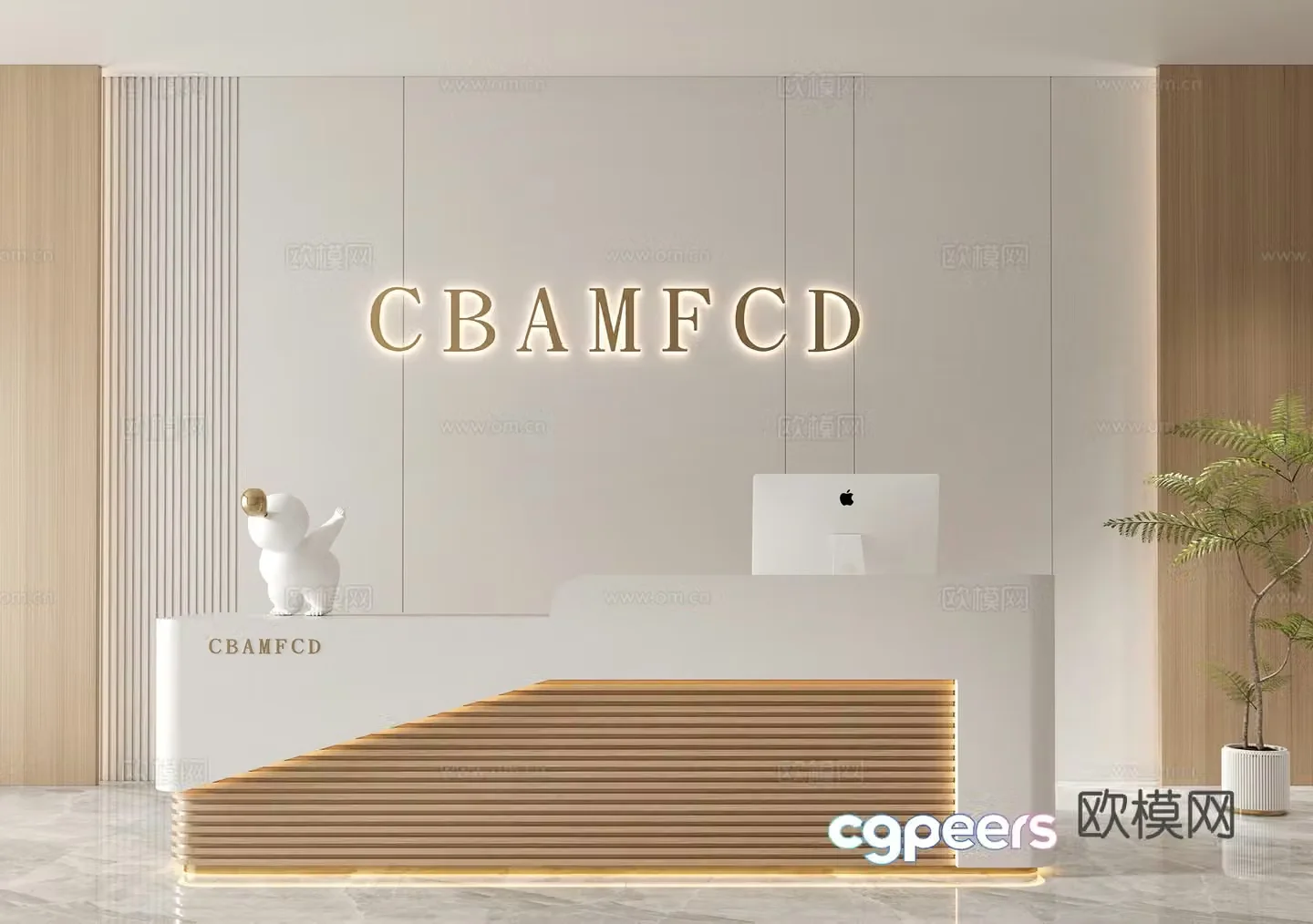 Modern front desk company front desk beauty salon front desk hotel front desk image background wall 3d model