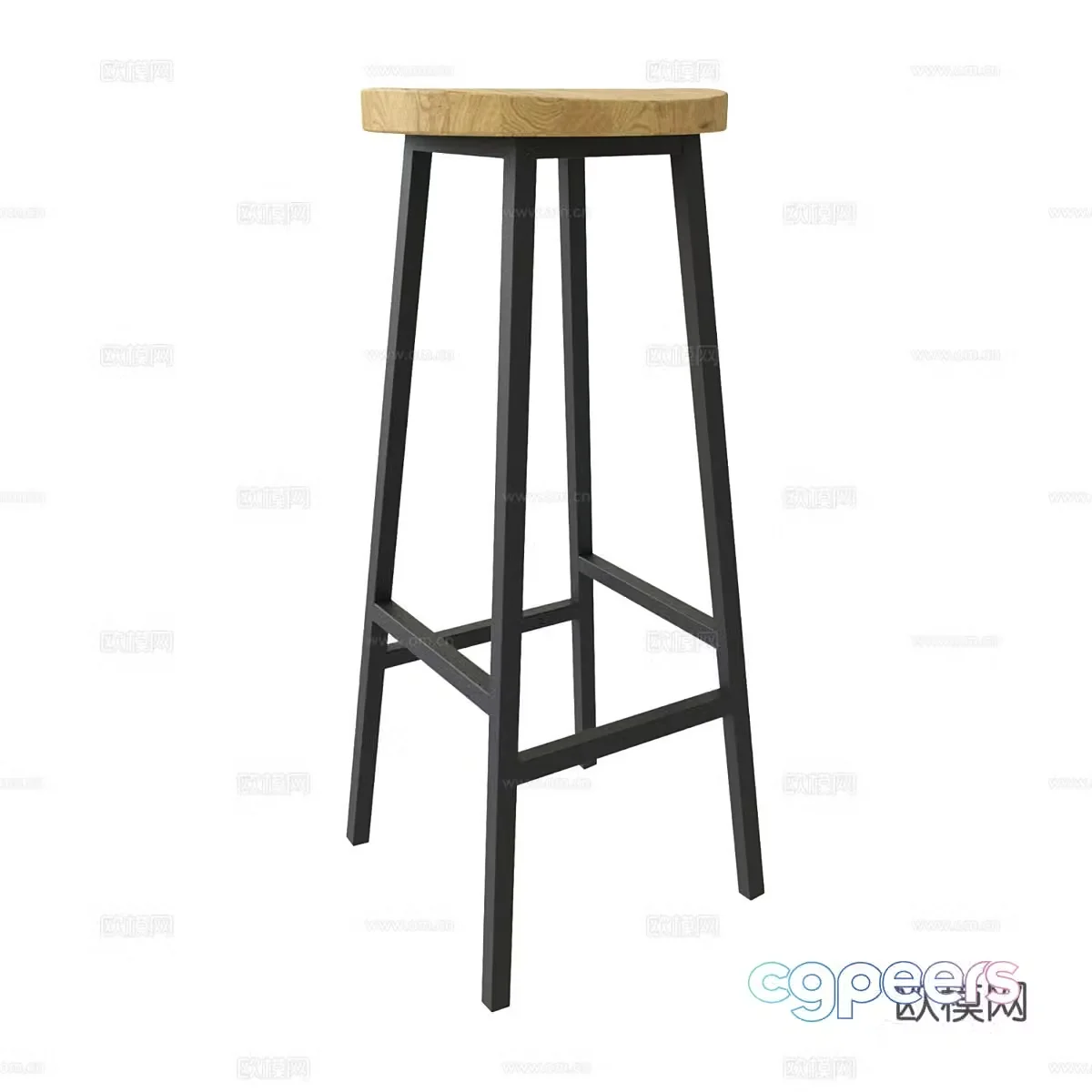 Nordic simple bar bar stool 3D model