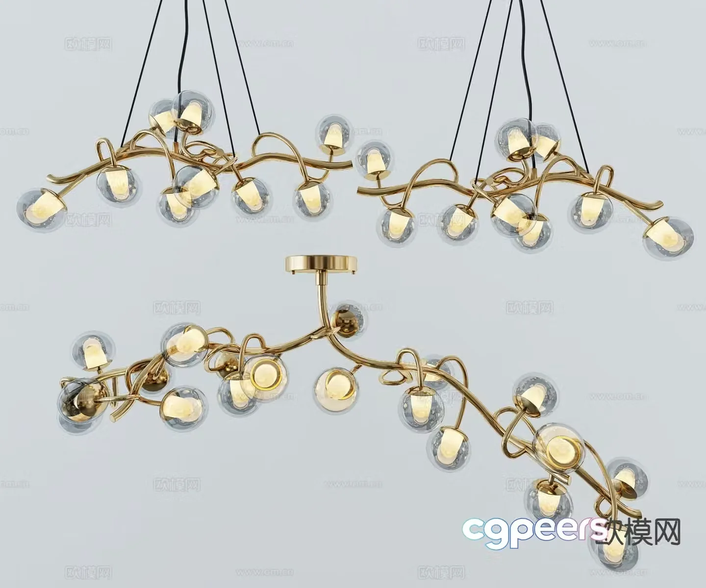 Modern metal chandelier 3d model