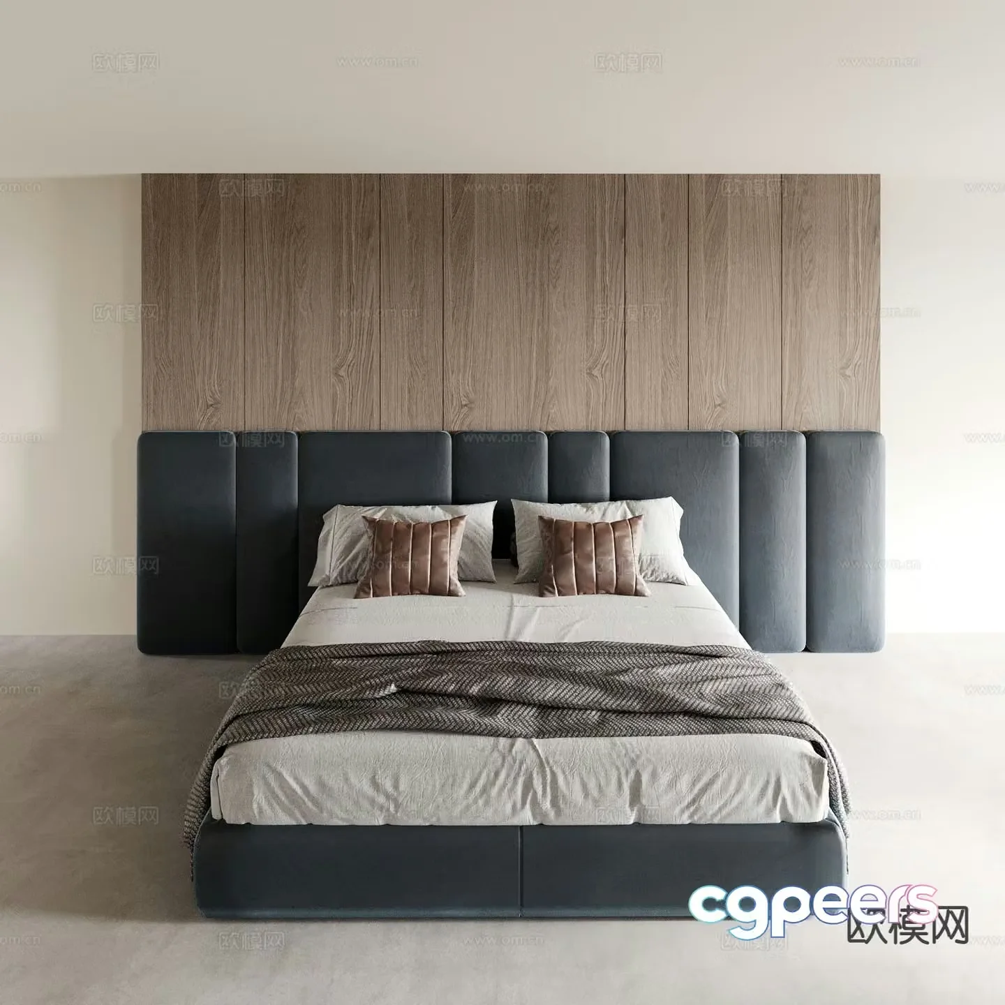 Modern double bed 3d model