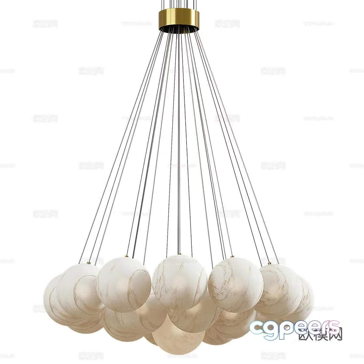 Modern Italian minimalist spherical decorative chandelier 3d model