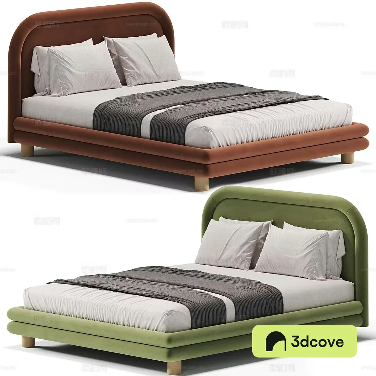 Modern cream style fabric double bed