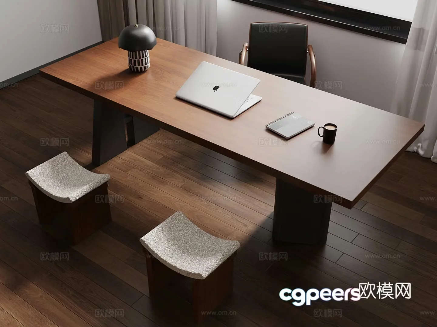 17 medieval style desk and chair office and study supplies 3D model