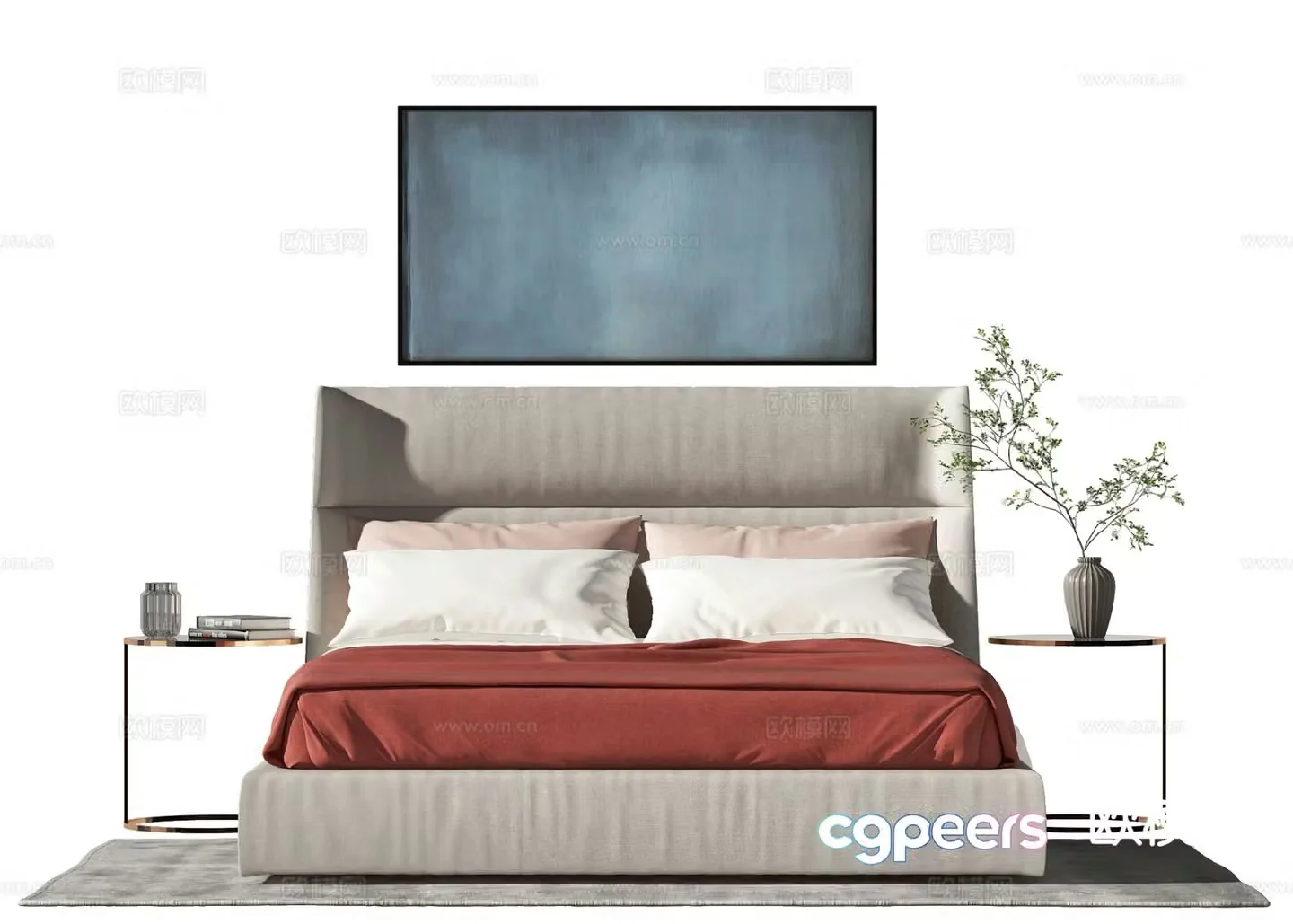 Modern double bed 3d model