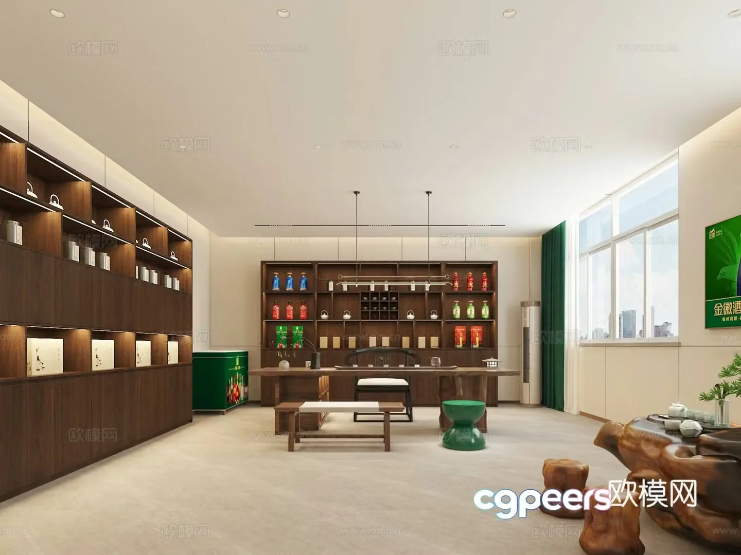 Modern office reception tea room 3d model