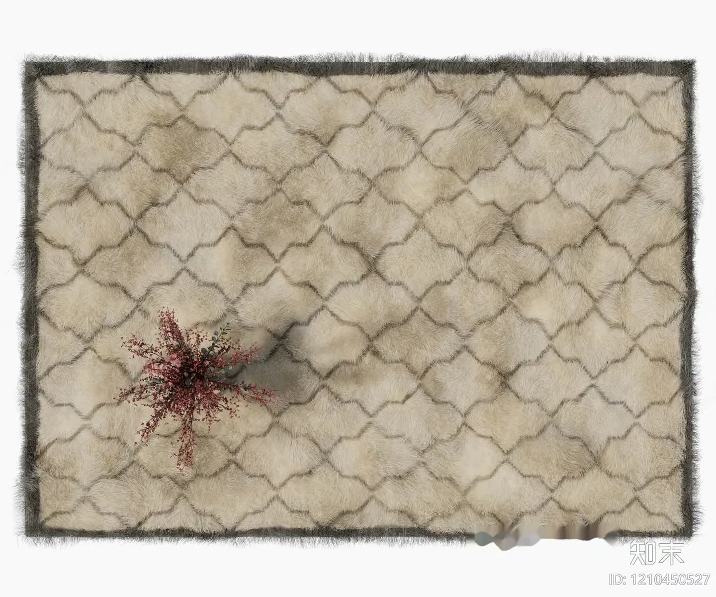 A Beige Rug With A Brown Border 3D Model – 7887 – VRAY Render