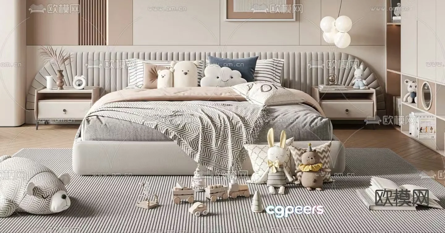 children’s bed double bed child’s bed 3d model