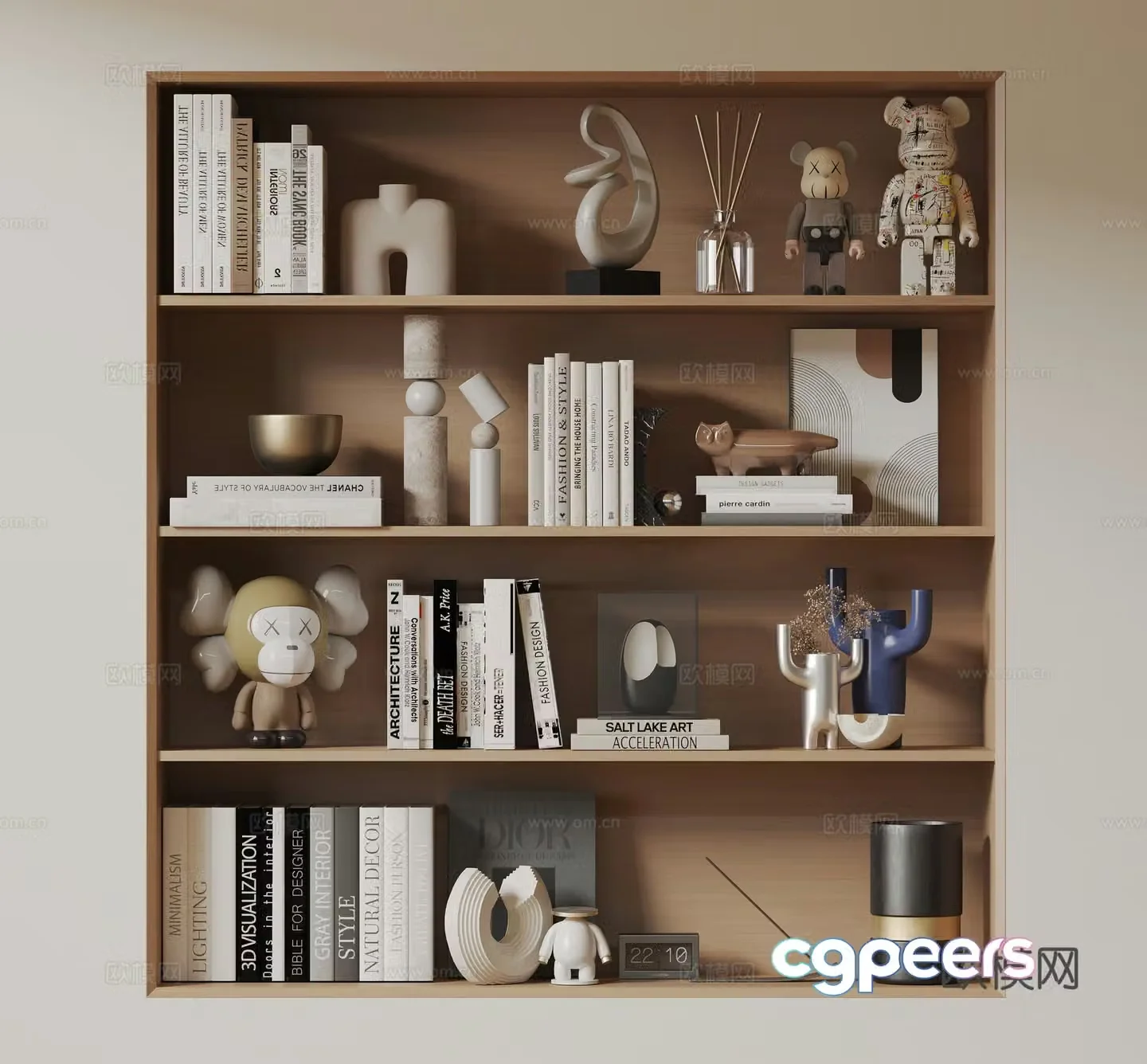 Modern decorations ornaments sculptures books books 3d model