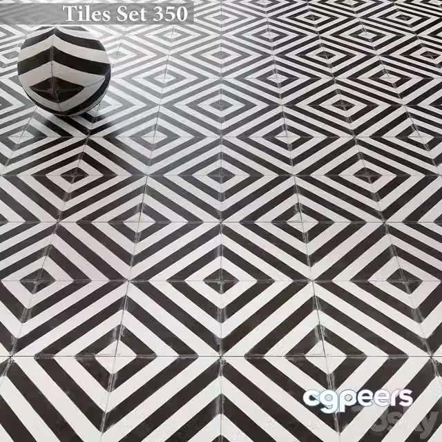 3ds Max Free – Tiles set 350 (Marrakech Design – Kelim Herringbone – kohl and milk)