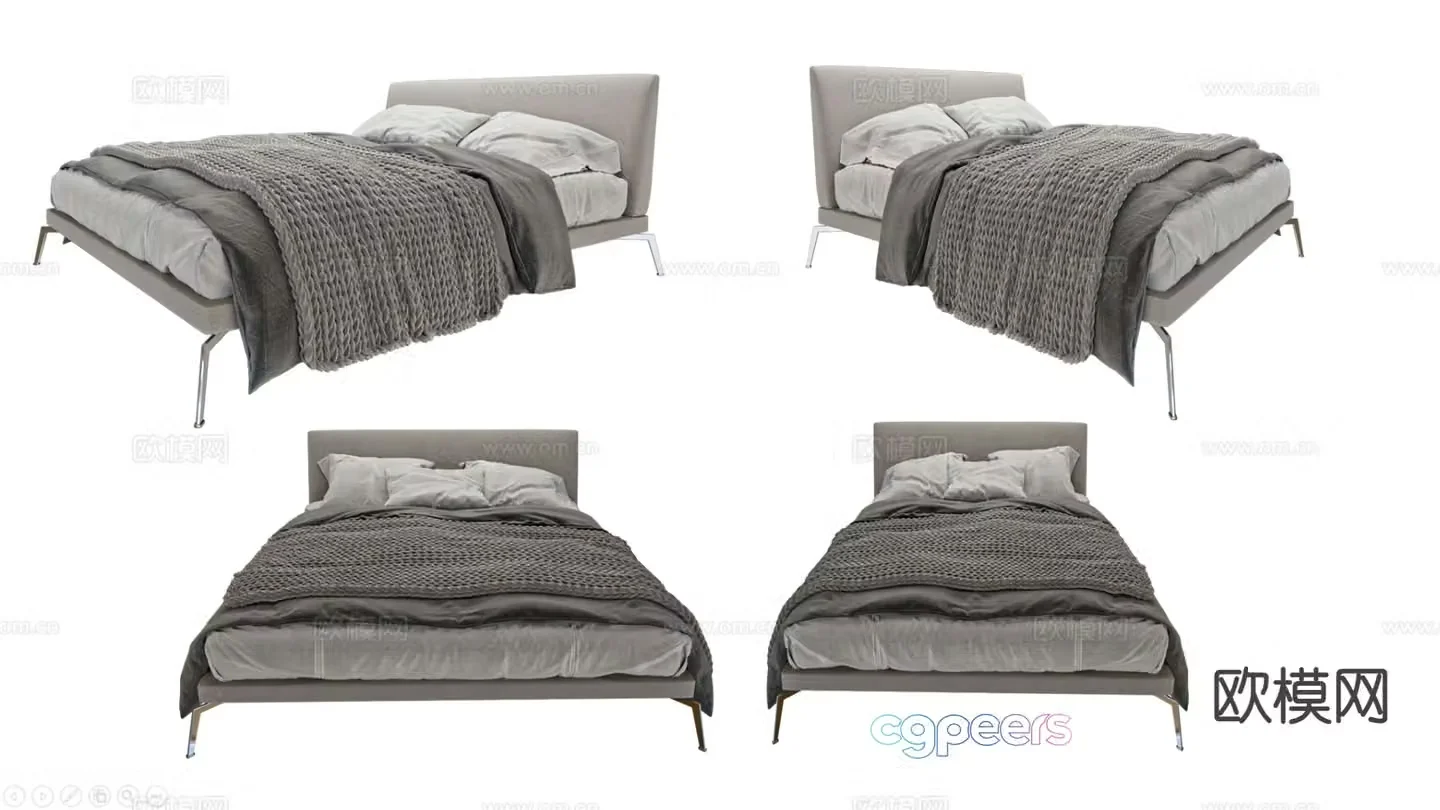 Modern double bed 3d model