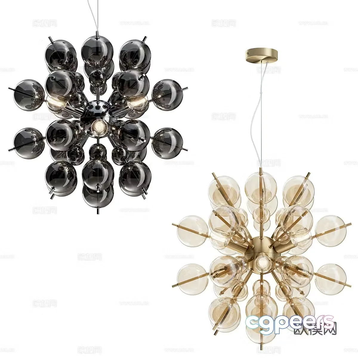Modern Italian light luxury decorative chandelier 3d model