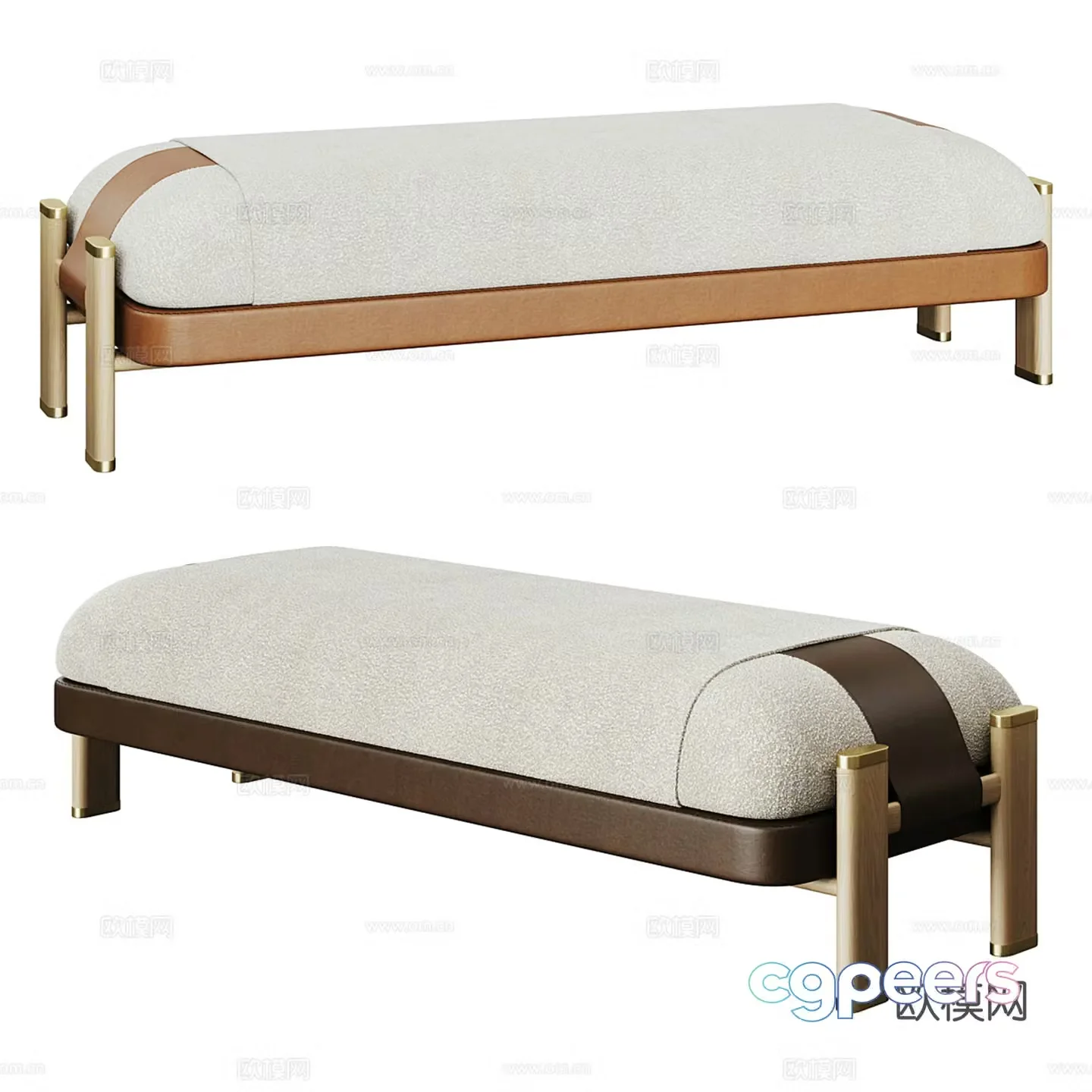 Modern sofa stool low stool bench tail stool 3d model