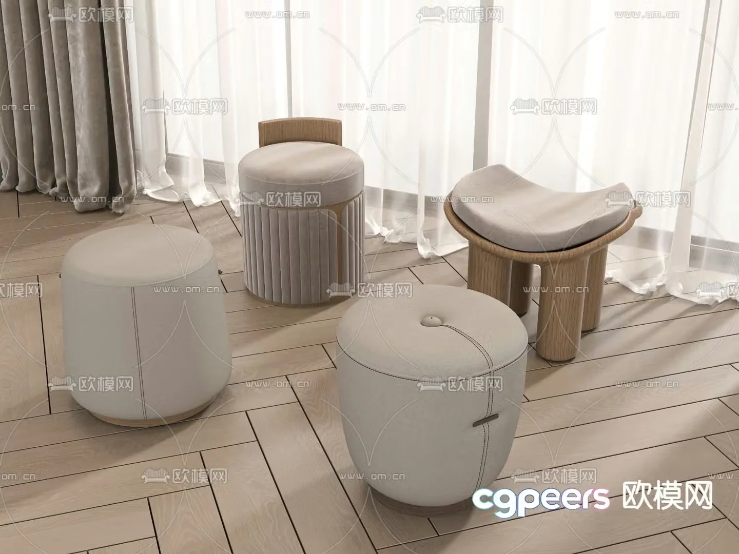 Stool sofa stool round stool low stool 3d model