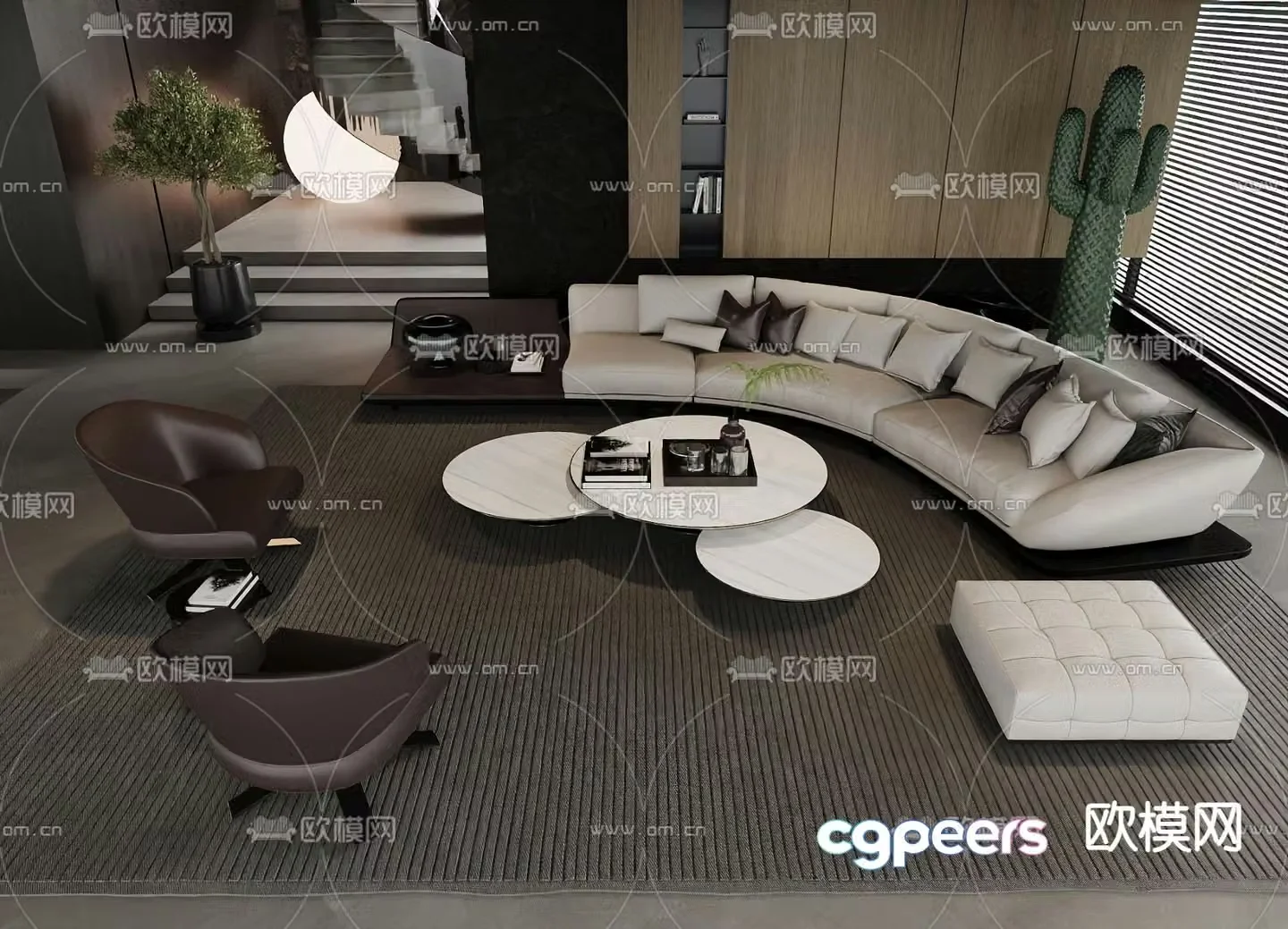 Modern modular sofa curved sofa 3d model