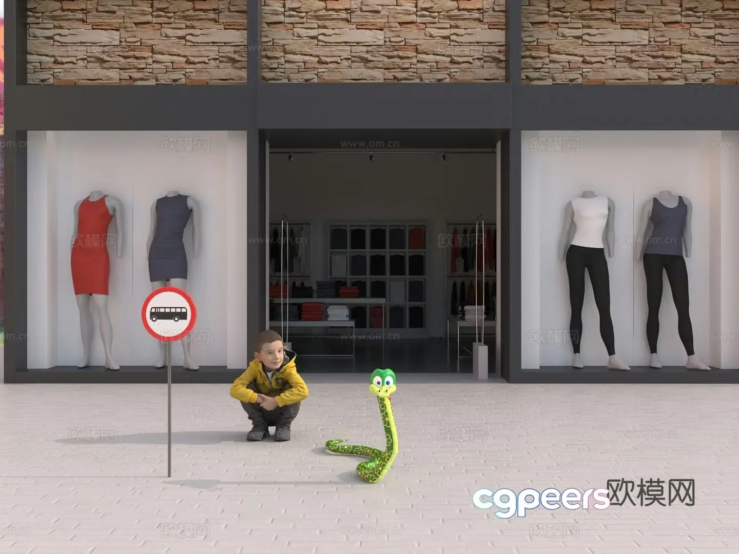 Spring Festival cartoon snake beauty 3d model