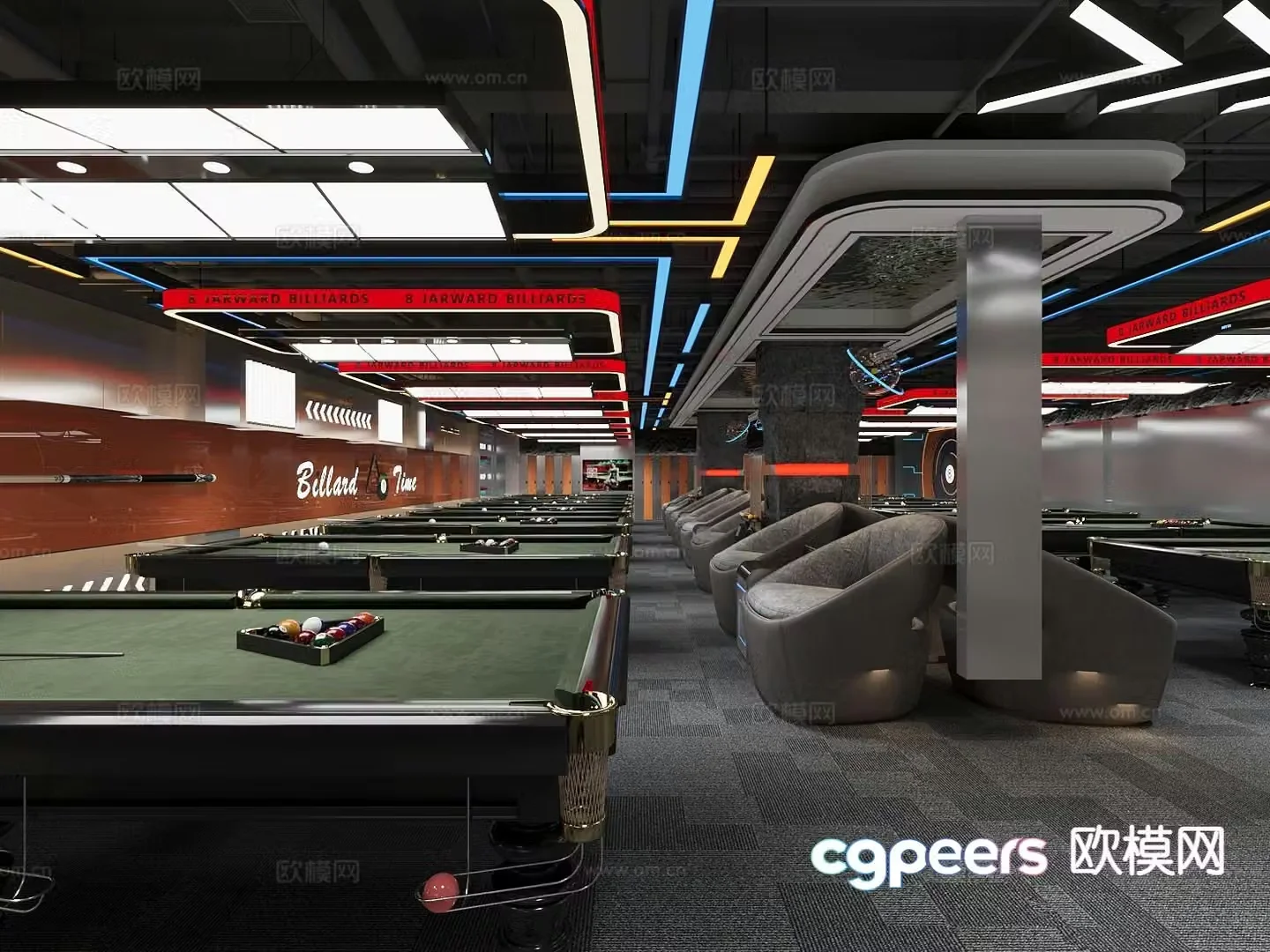Industrial wind billiard room billiard hall 3d model