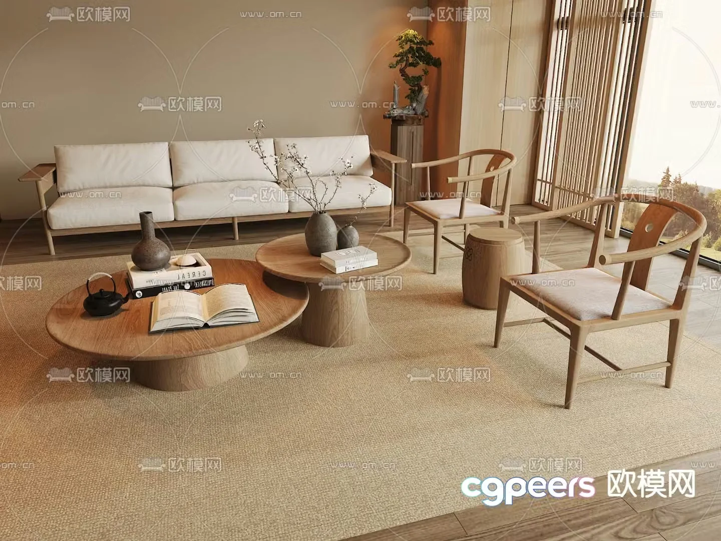New Chinese style sofa and coffee table combination 3d model