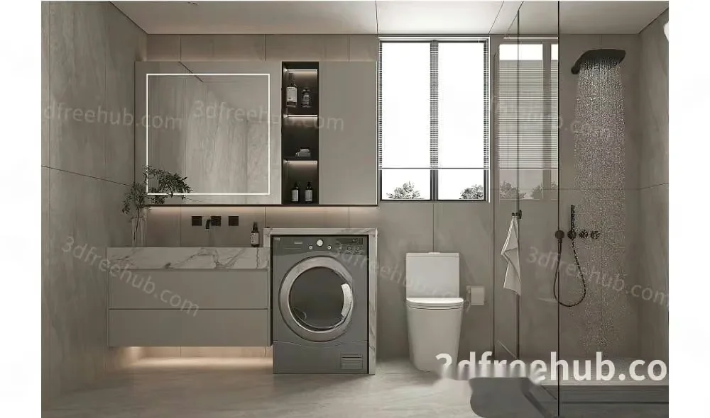 Modern Bathroom Setup 3D Model – 22437 – VRAY Render