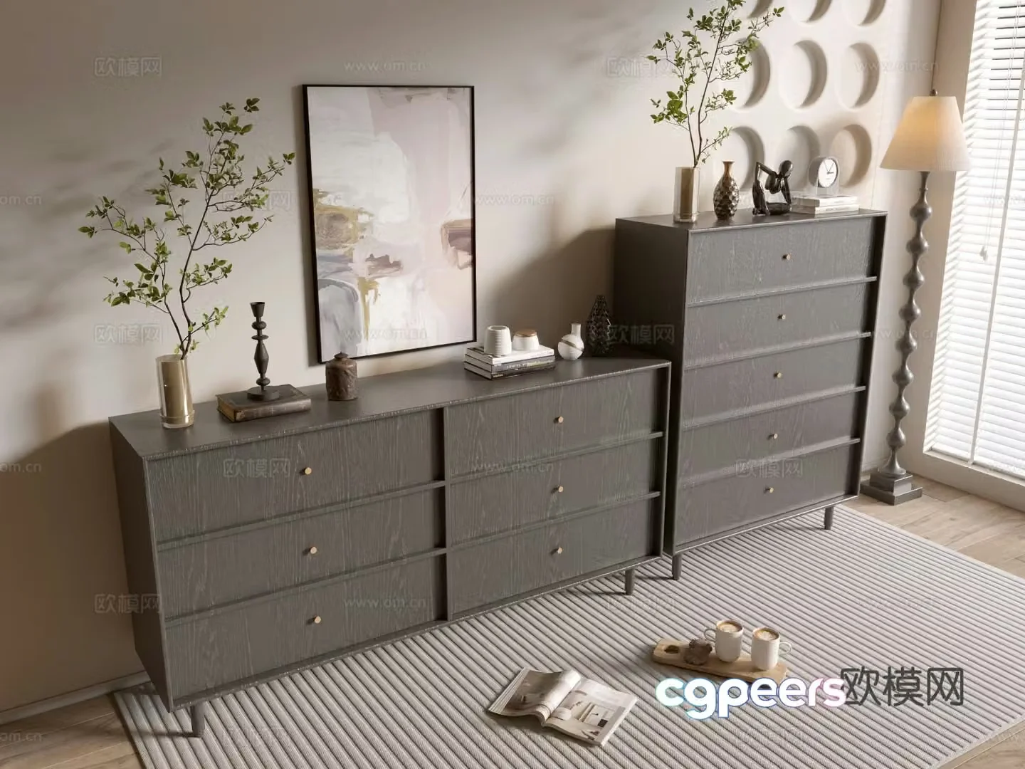Modern chest of drawers side cabinet 3d model