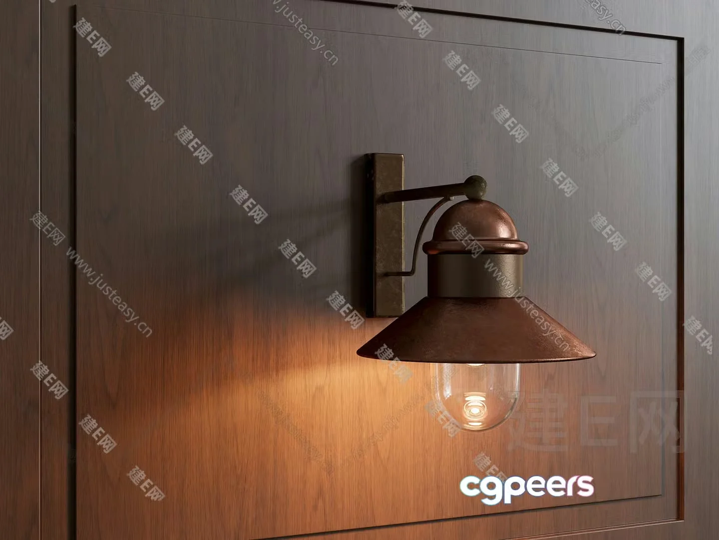 The Image Features A Copper-Colored Light Fixture 3D Model – 2671 – VRAY Render