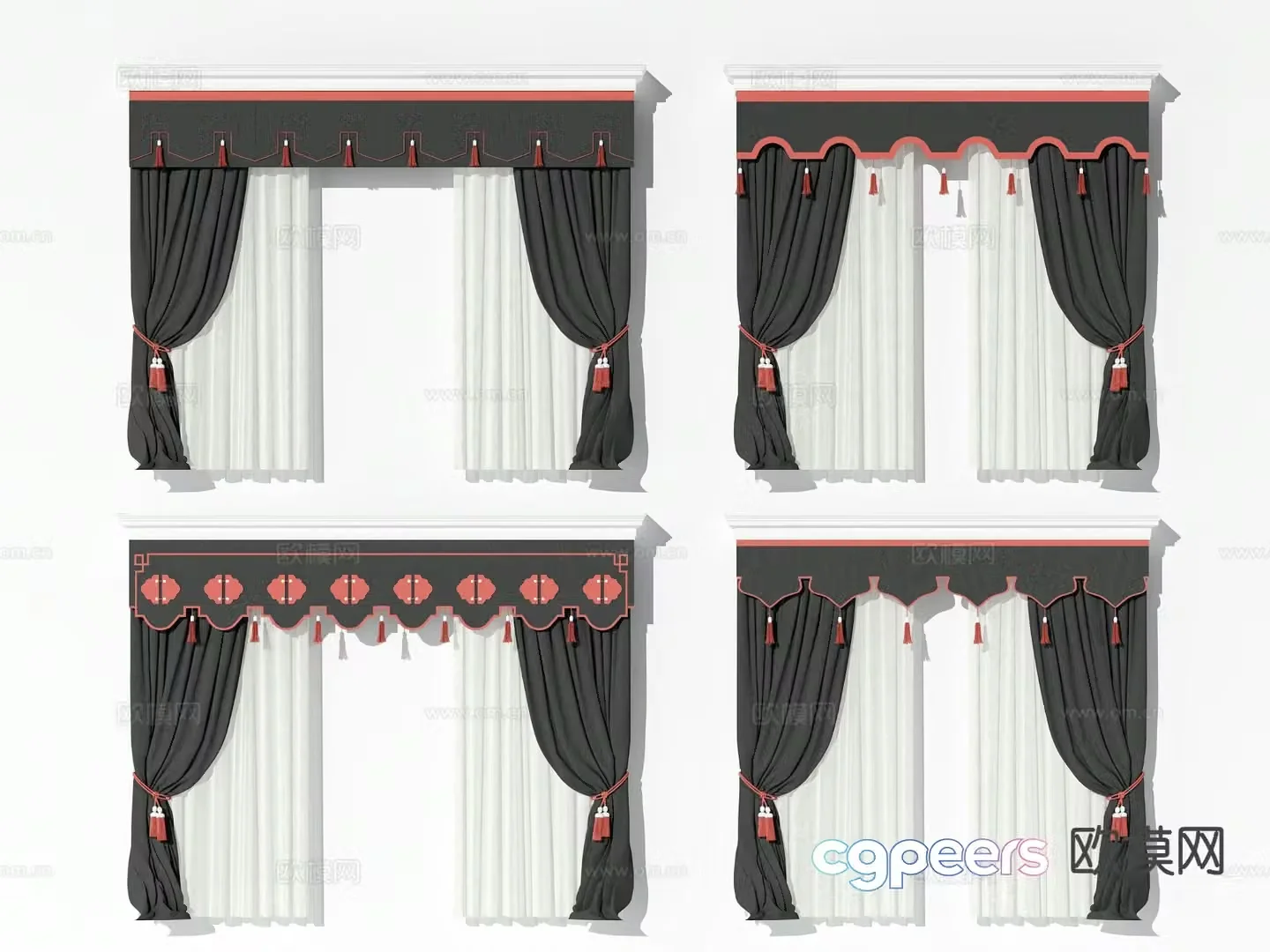 Chinese curtains screens curtains 3d model