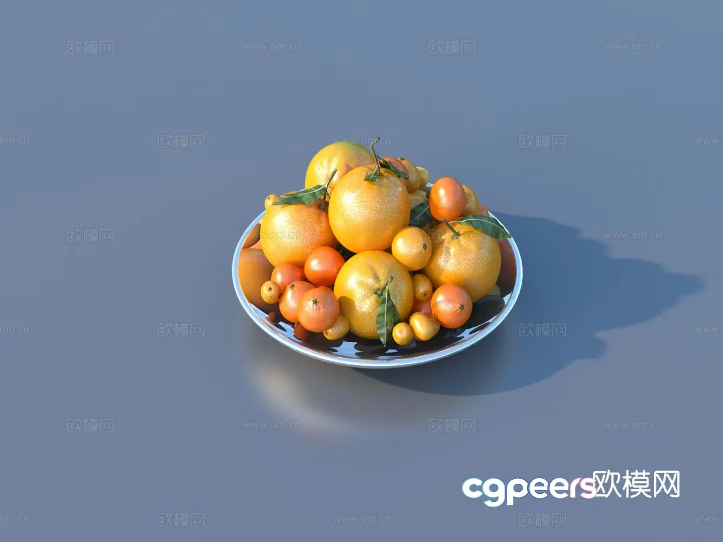Orange fruit plate 3d model