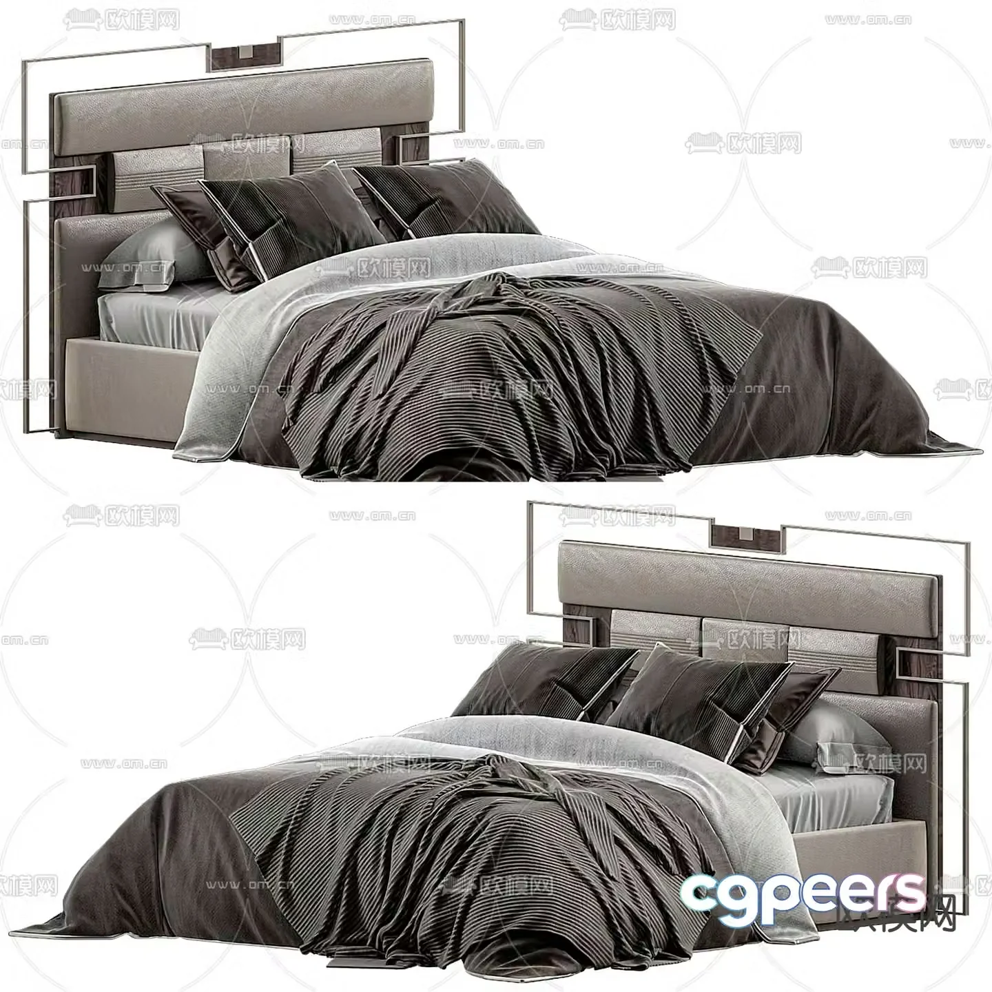 Modern double bed 3d model
