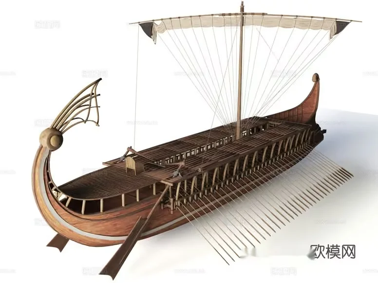 Ancient Warship 3D Model – 833 – VRAY Render