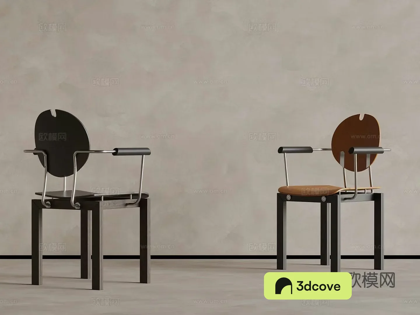 Medium style leisure chair single chair with armrests 3D model