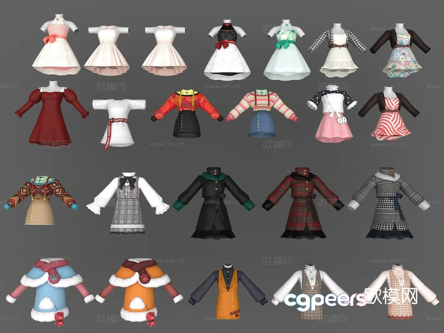 European style clothing cartoon clothing classical clothing skirt dress clothes 3d model