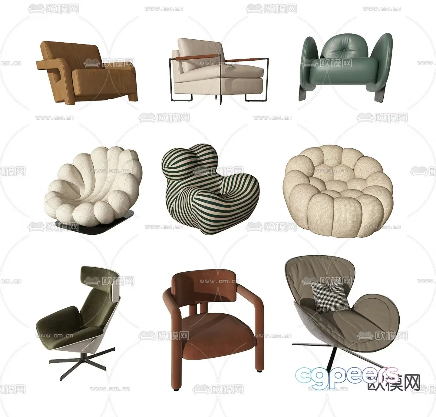 Wabi-sabi style sofa chair 3d model
