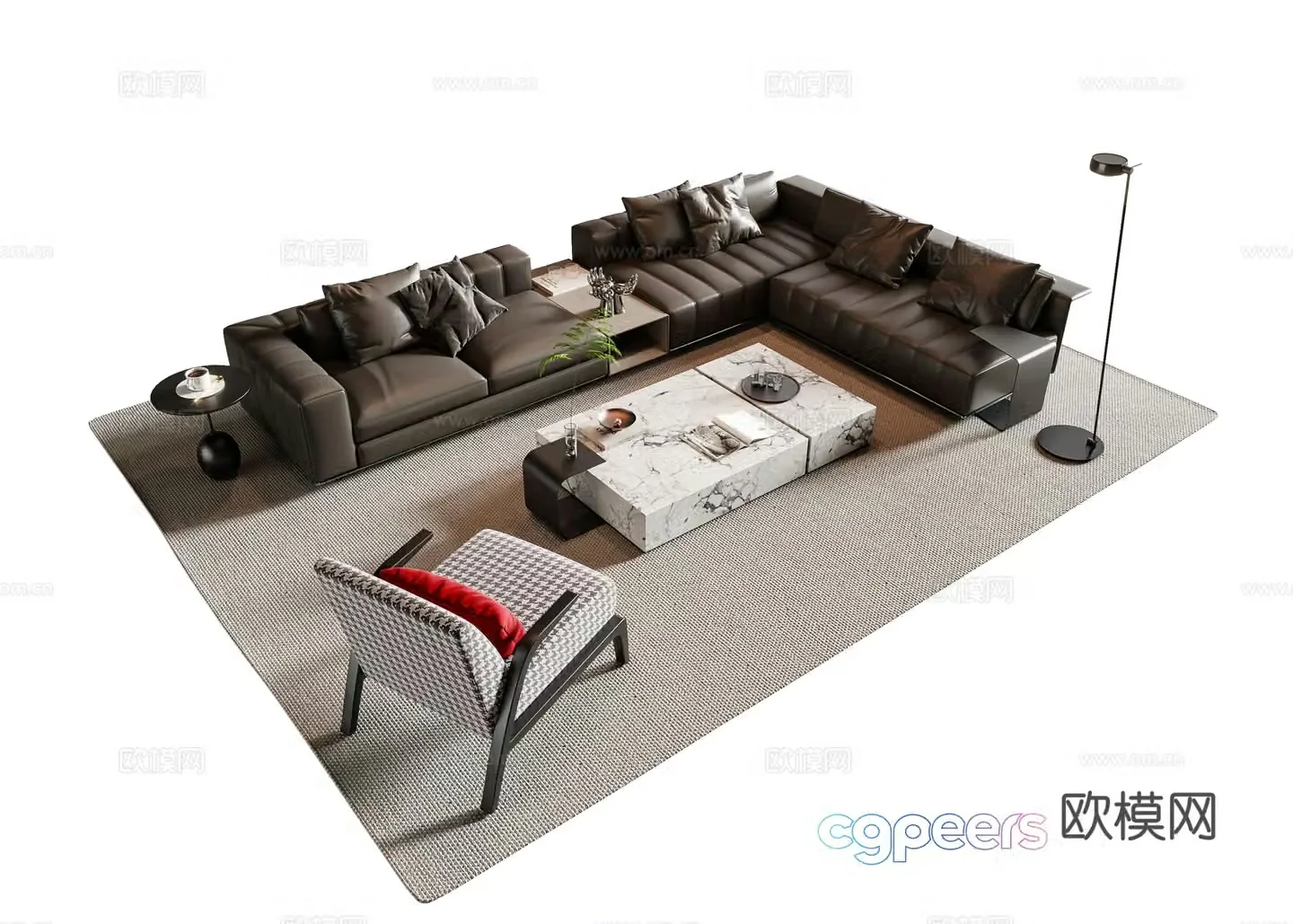 Italian sectional sofa 3d model