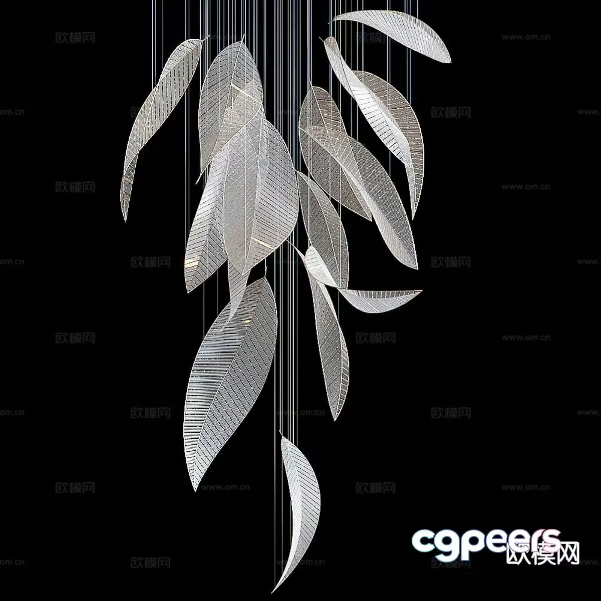 Modern leaf chandelier decorative lamp 3d model