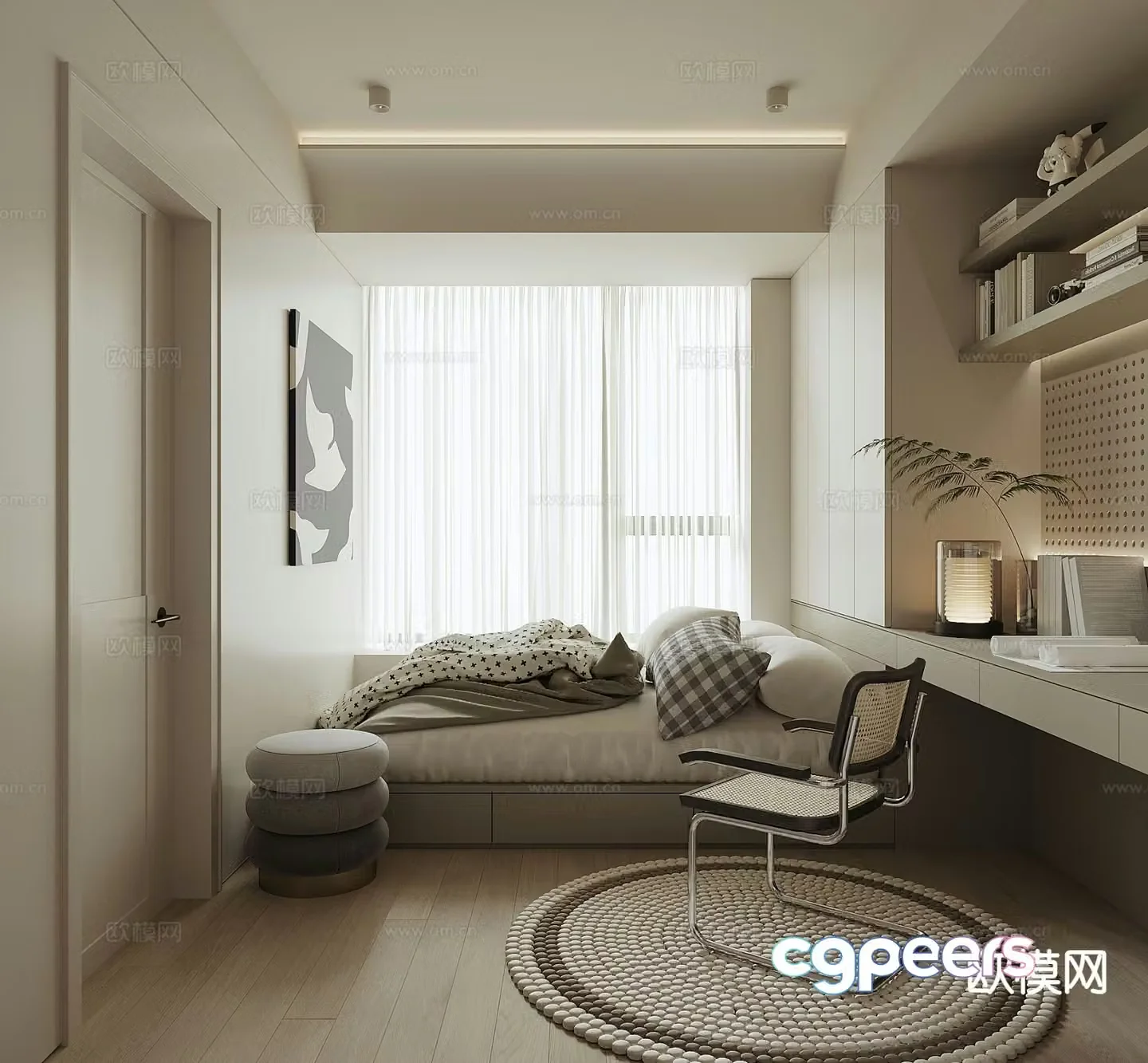 Modern tatami bedroom 3d model