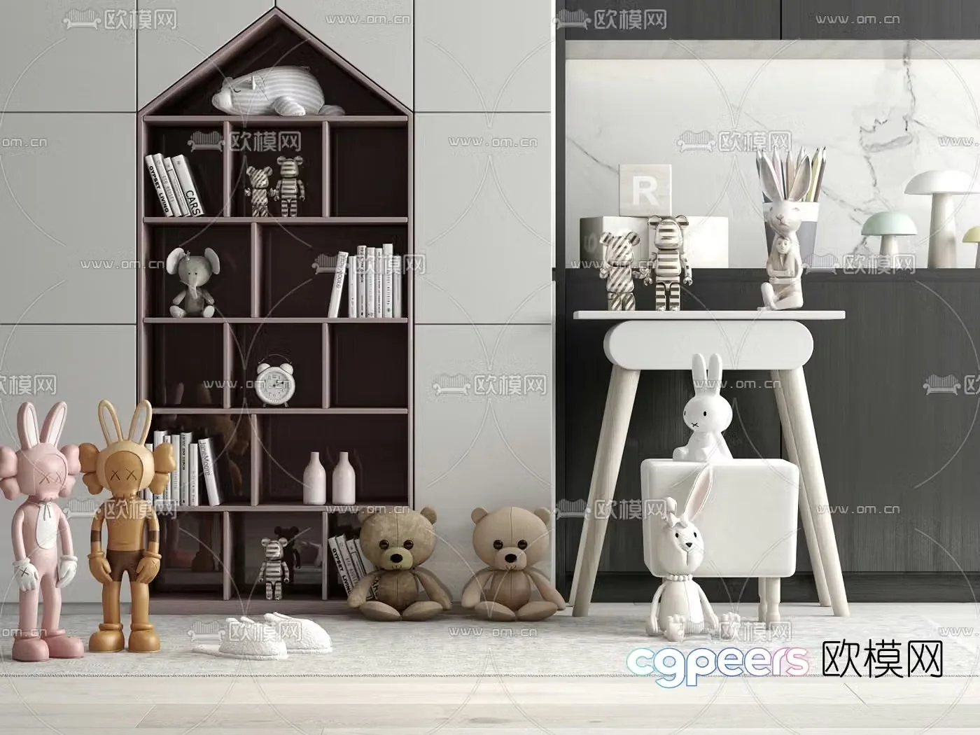 Modern children’s doll bookcase 3d model