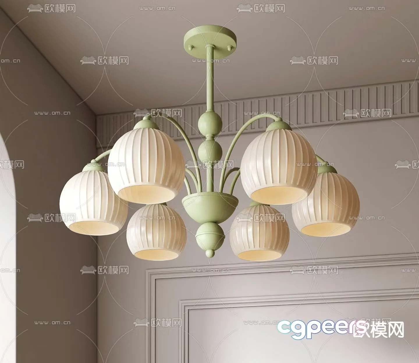 Cream style chandelier hall chandelier 3d model