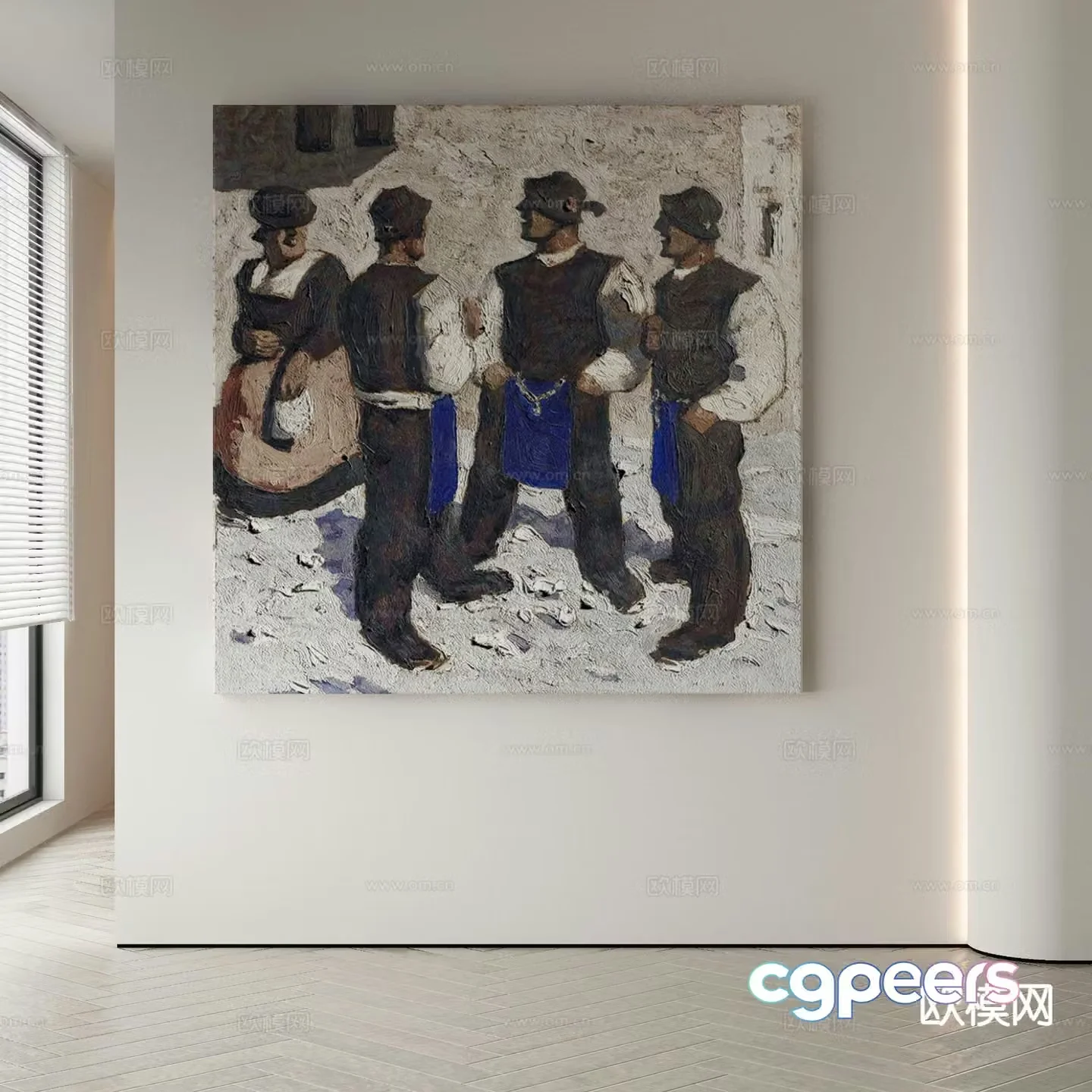 Modern figure painting decorative painting 3d model