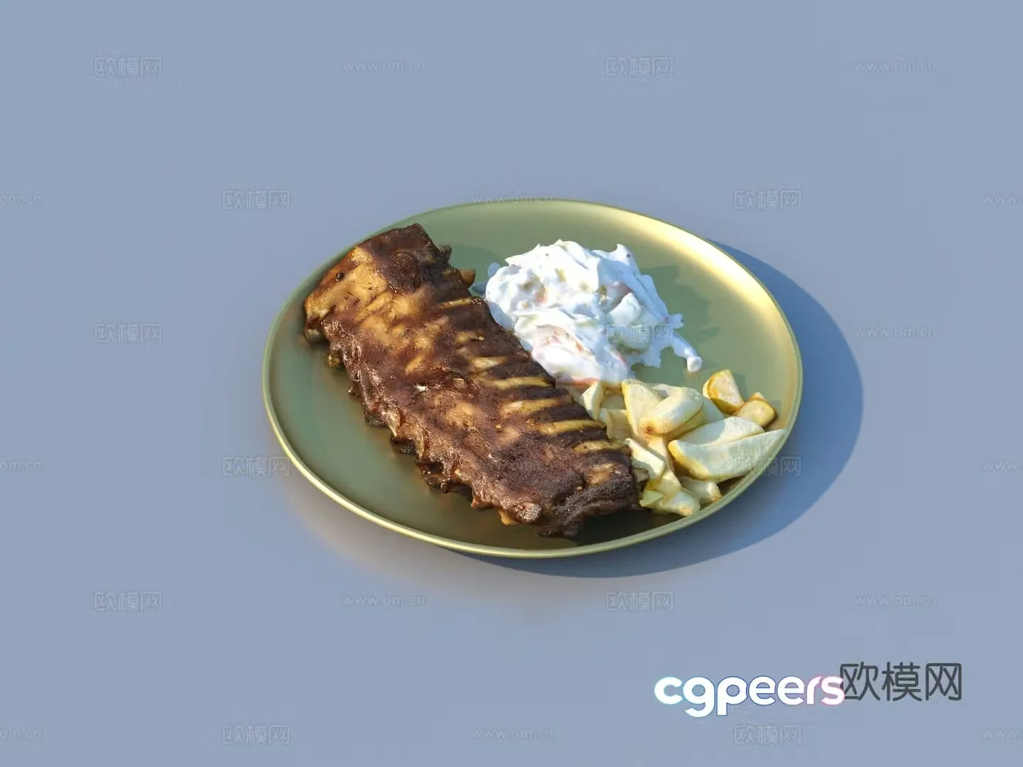 Ribs pork ribs western food ribs rice food food 3D model