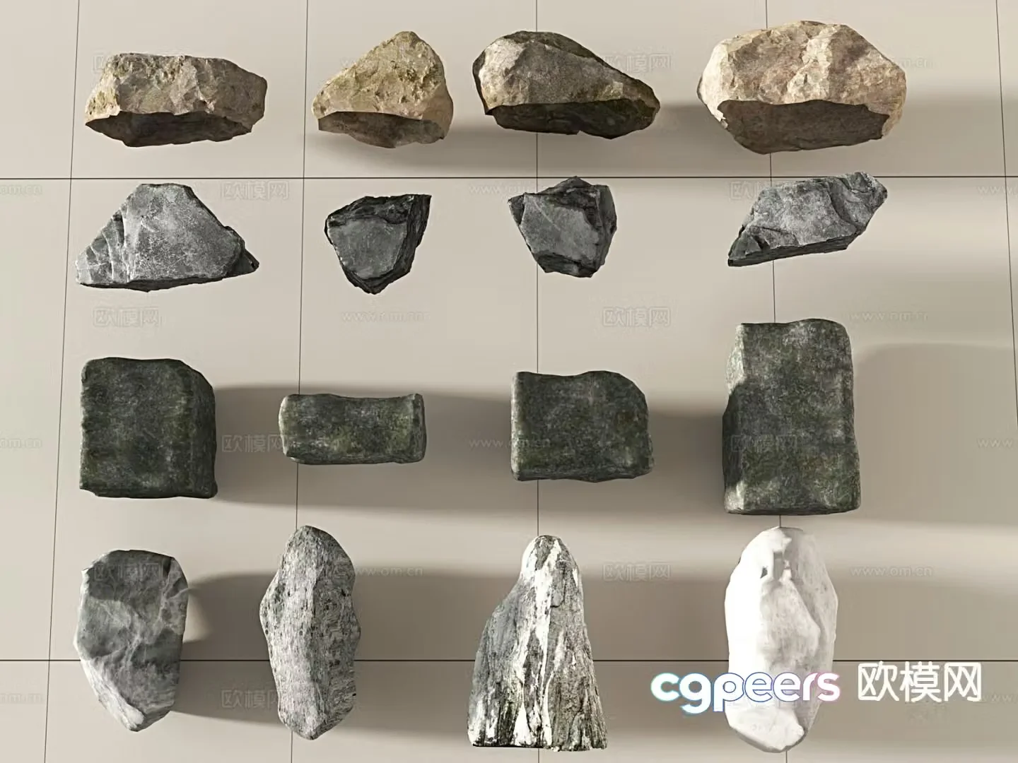 modern stones stone rock landscape stone 3d model