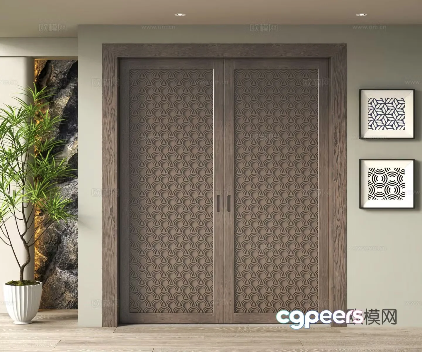 Chinese sliding door 3D model