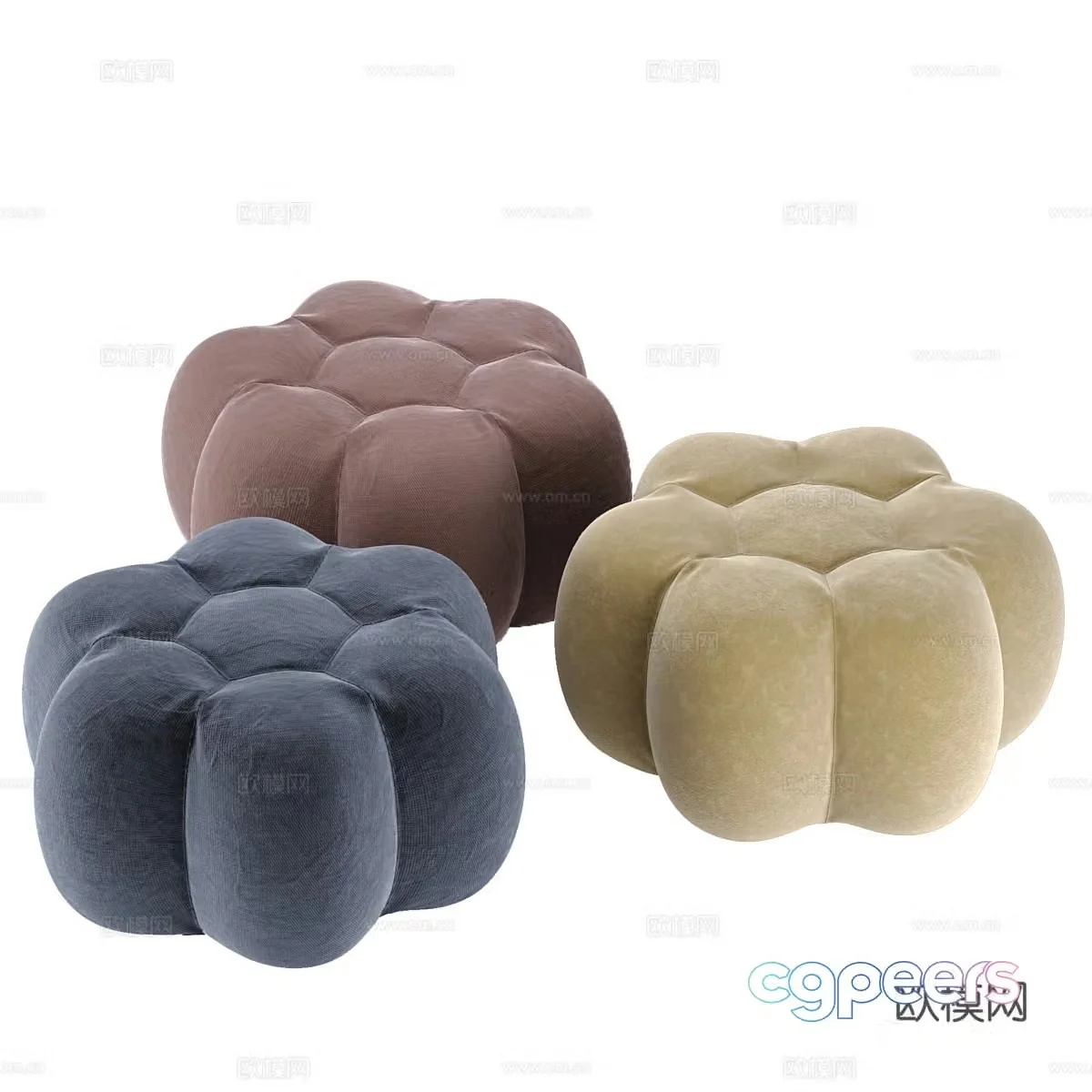 Modern sofa stool flower sofa cushion 3d model